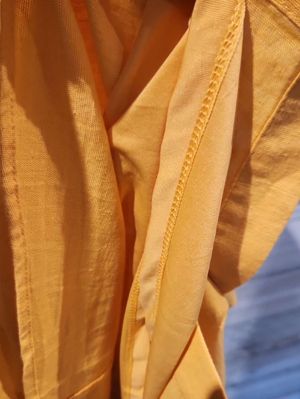 NWT American Eagle Outfitters Gold Linen Smocked Dress Sz L Tall - Picture 8 of 10